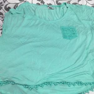 Empyre Diaz Crochet Pocket Mint Dolman T-Shirt